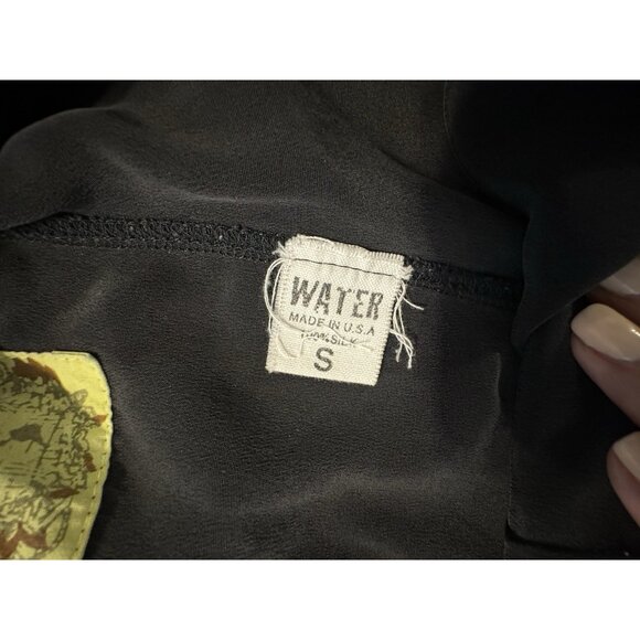 Water Women Black Size Small USA 100% Silk Pants Boho Elastic Waist Hippy - Picture 6 of 10